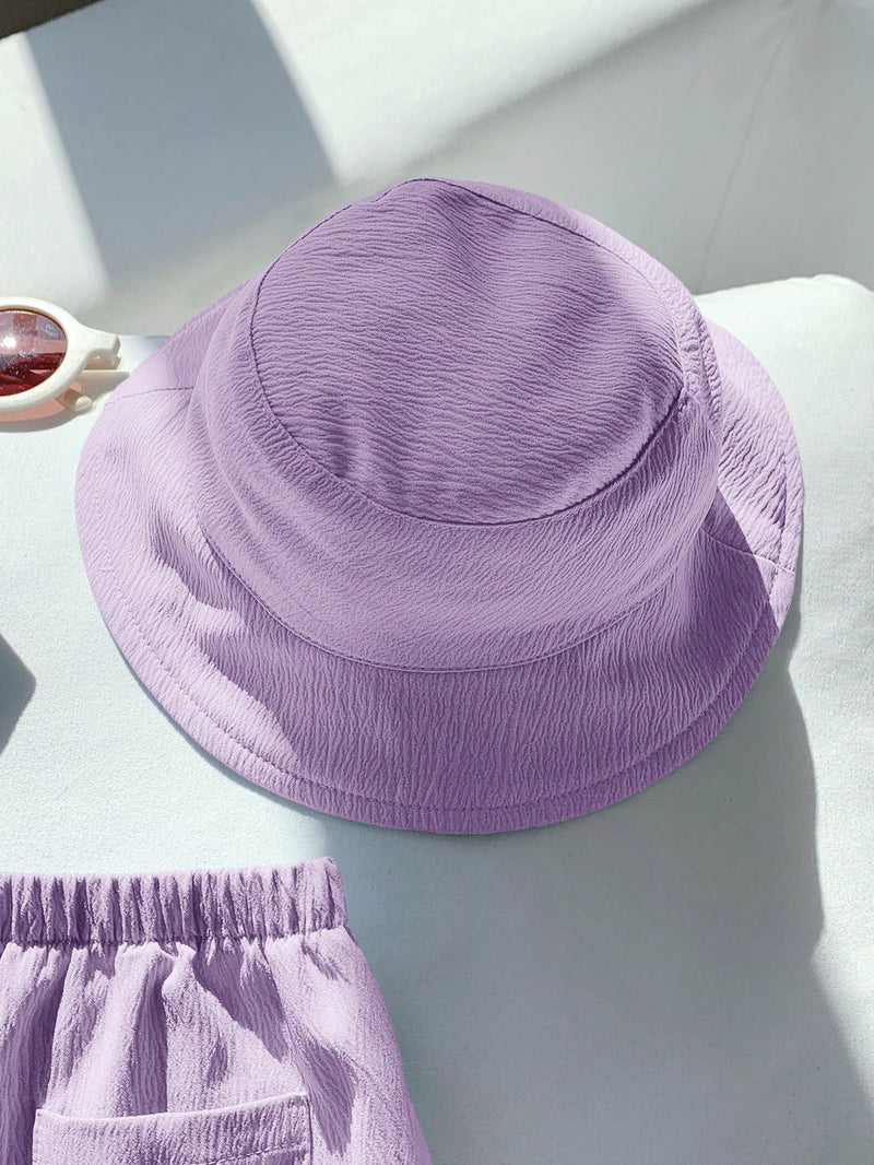 3 peças/Conjunto Cardigan de Manga Curta com Gola Bordada para Bebê Menino, Shorts com Cintura Elástica e Chapéu