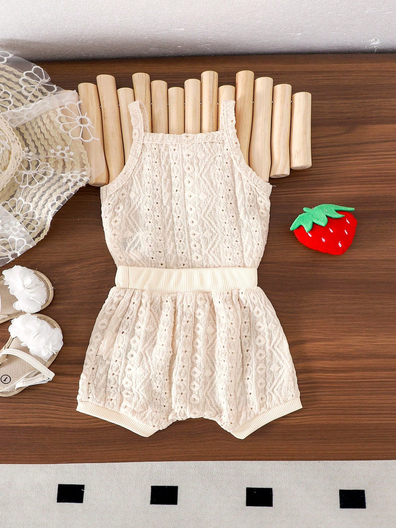 2 Peças Conjunto de Macacão e Shorts Confortáveis e Fofos com Alça Vazada para Bebê e Bebê Menina, Leve para Verão