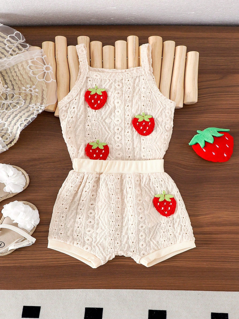 2 Peças Conjunto de Macacão e Shorts Confortáveis e Fofos com Alça Vazada para Bebê e Bebê Menina, Leve para Verão