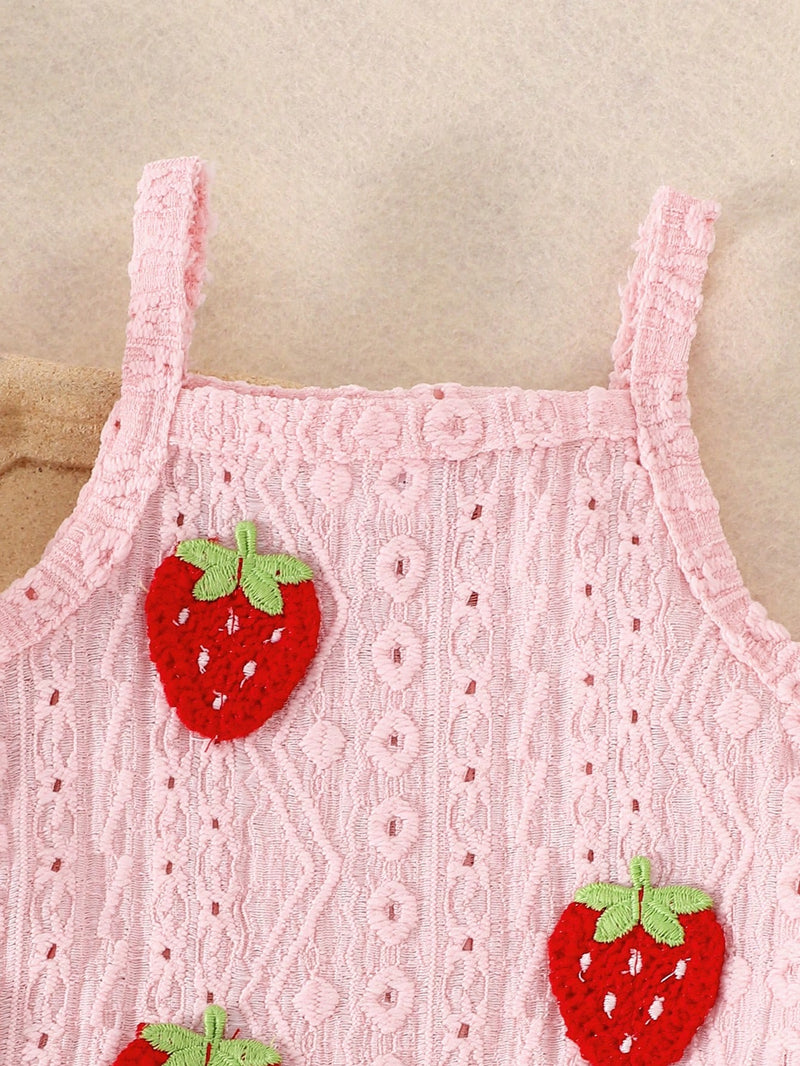 2 Peças Conjunto de Macacão e Shorts Confortáveis e Fofos com Alça Vazada para Bebê e Bebê Menina, Leve para Verão