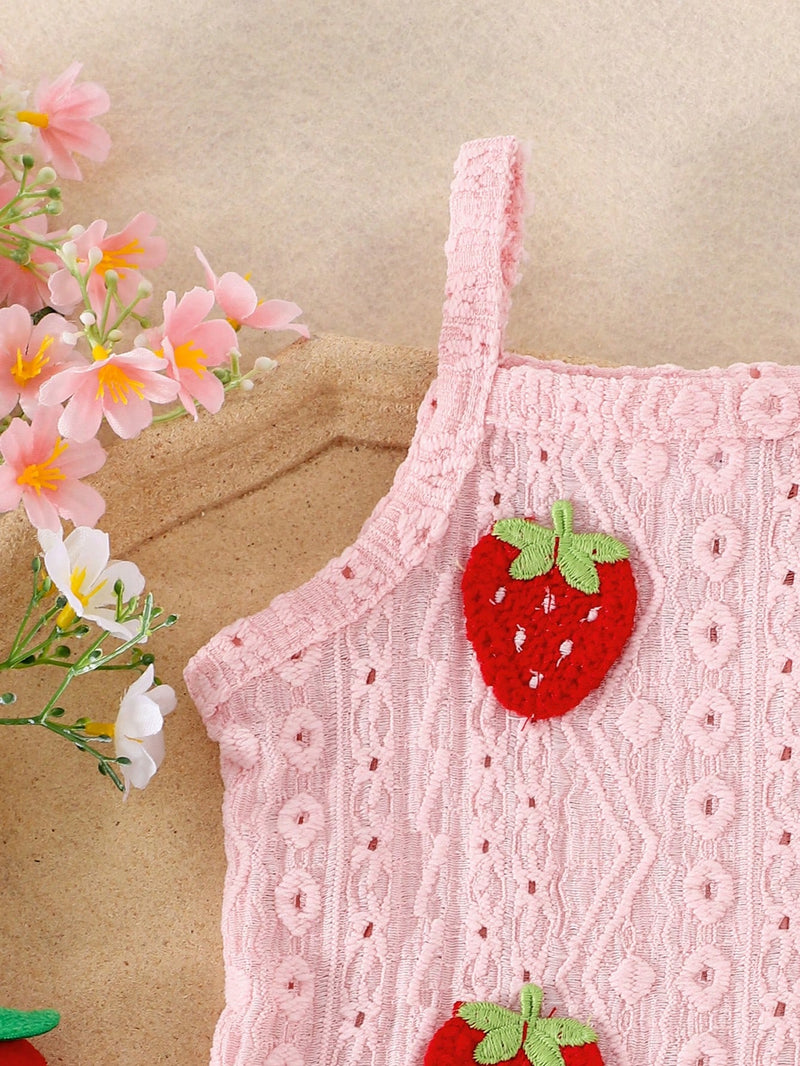 2 Peças Conjunto de Macacão e Shorts Confortáveis e Fofos com Alça Vazada para Bebê e Bebê Menina, Leve para Verão