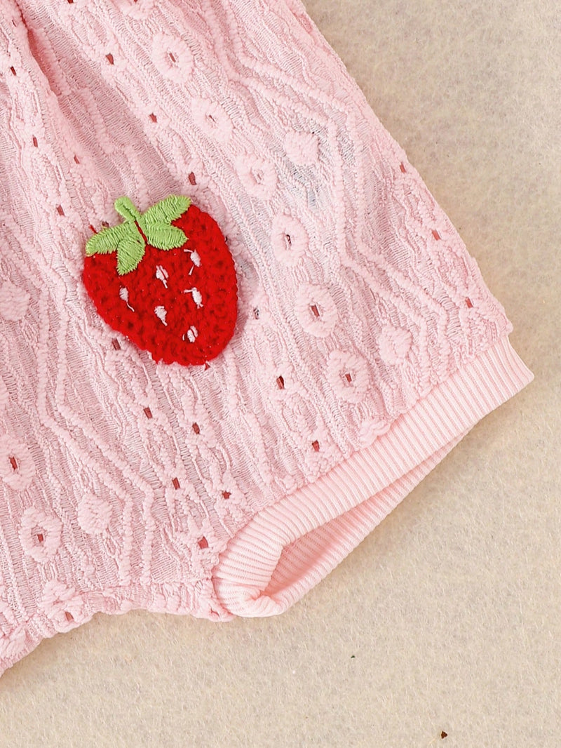 2 Peças Conjunto de Macacão e Shorts Confortáveis e Fofos com Alça Vazada para Bebê e Bebê Menina, Leve para Verão