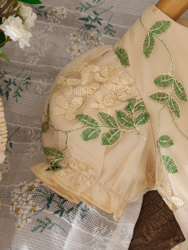 Souflis Souflis Vestido Rodado de Bebê Menina, Primavera, Rosa, Estilo Fofo e Luxuoso em Tecido Tule Fofinho, Decote Redondo, Cintura Abrível com Laço, Adequado para Festa e Reunião