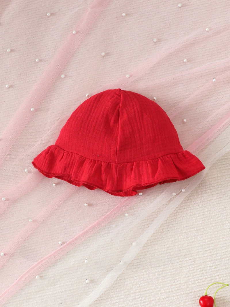 2 peças/Conjunto Vestido Infantil Feminino de Verão com Laço Pregueado Coração e Chapéu Fofo, Conjunto de Vestido Casual de Verão Confortável e Versátil