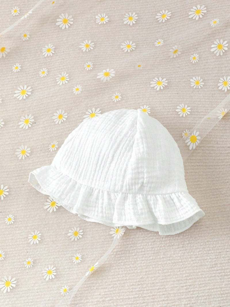 2 peças/Conjunto Vestido Infantil Feminino de Verão com Laço Pregueado Coração e Chapéu Fofo, Conjunto de Vestido Casual de Verão Confortável e Versátil
