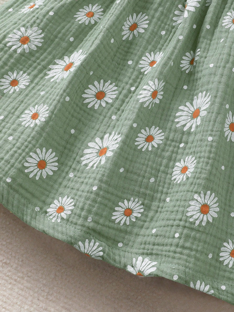 2 peças/Conjunto Vestido Infantil Feminino de Verão com Laço Pregueado Coração e Chapéu Fofo, Conjunto de Vestido Casual de Verão Confortável e Versátil