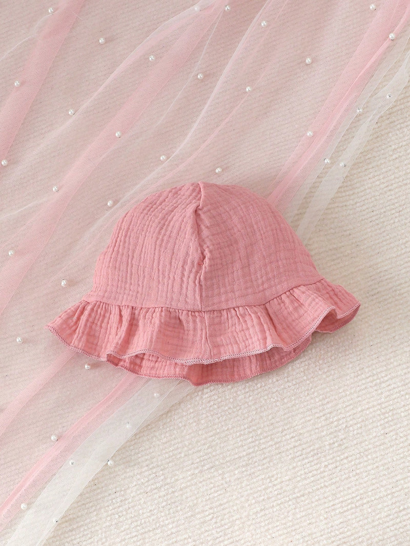 2 peças/Conjunto Vestido Infantil Feminino de Verão com Laço Pregueado Coração e Chapéu Fofo, Conjunto de Vestido Casual de Verão Confortável e Versátil