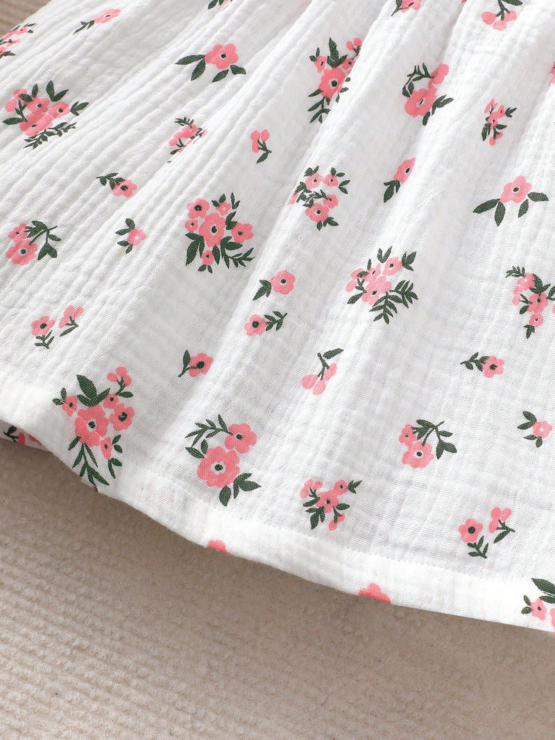 2 peças/Conjunto Vestido Infantil Feminino de Verão com Laço Pregueado Coração e Chapéu Fofo, Conjunto de Vestido Casual de Verão Confortável e Versátil