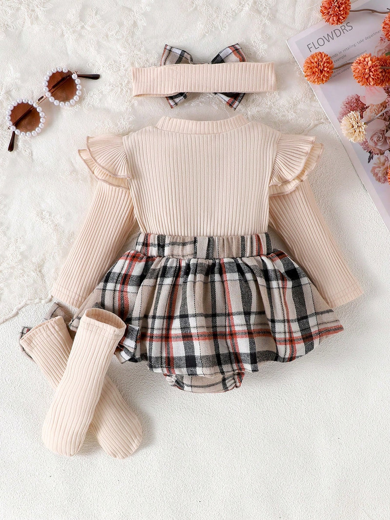 1 Peça Macacão Longo de Manga Longa com Estampa Patchwork Fofa para Bebês e Crianças Pequenas, Fino para Primavera e Outono
