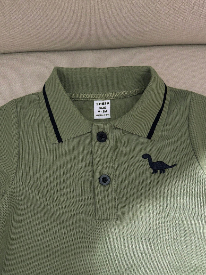 Souflis Souflis Conjunto Casual Estilo Academia de Camisa Polo + Shorts 2 Peças para Bebê Menino / Infantil / Criança Pequena, Primavera/Verão