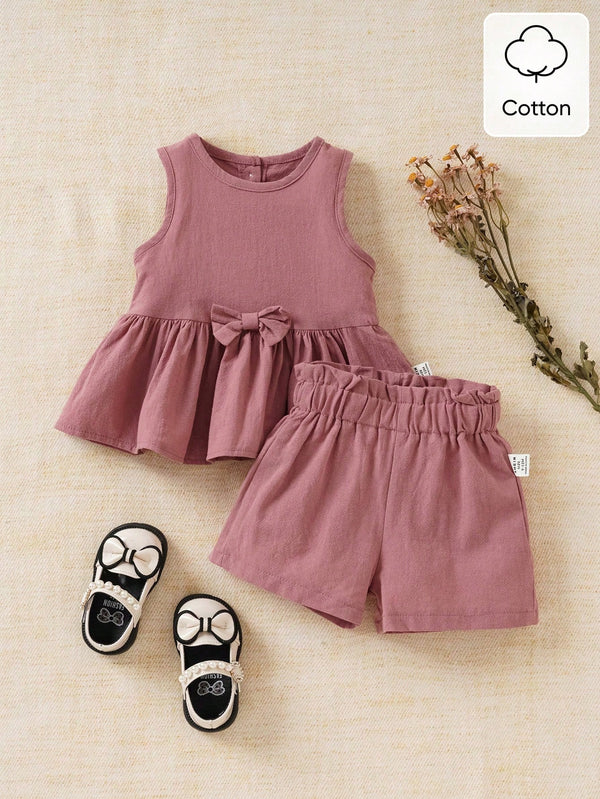 Souflis Souflis Conjunto de 2 peças para bebê menina em Rosa, Elegante, Bonito, Roupa Casual para o Dia a Dia de Primavera e Verão
