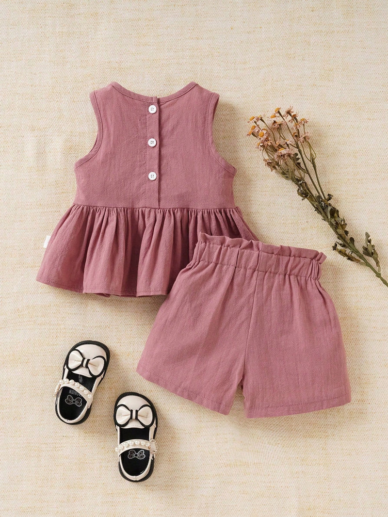 Souflis Souflis Conjunto de 2 peças para bebê menina em Rosa, Elegante, Bonito, Roupa Casual para o Dia a Dia de Primavera e Verão