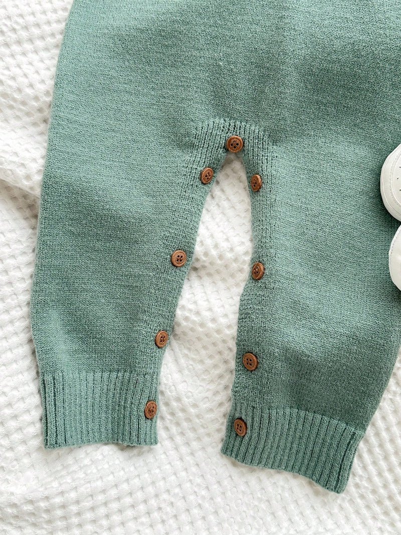 Bebê Recém-nascido Menino/Menina Macacão Estampado Fofo de Bloco de Cores com Gola Polo de Manga Longa, Outono/Inverno