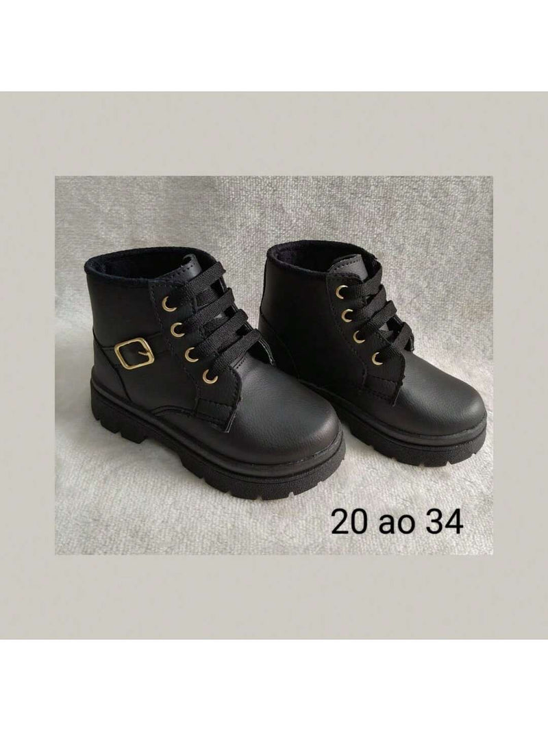 Bota cano alto preta verniz estilosa menina infantil
