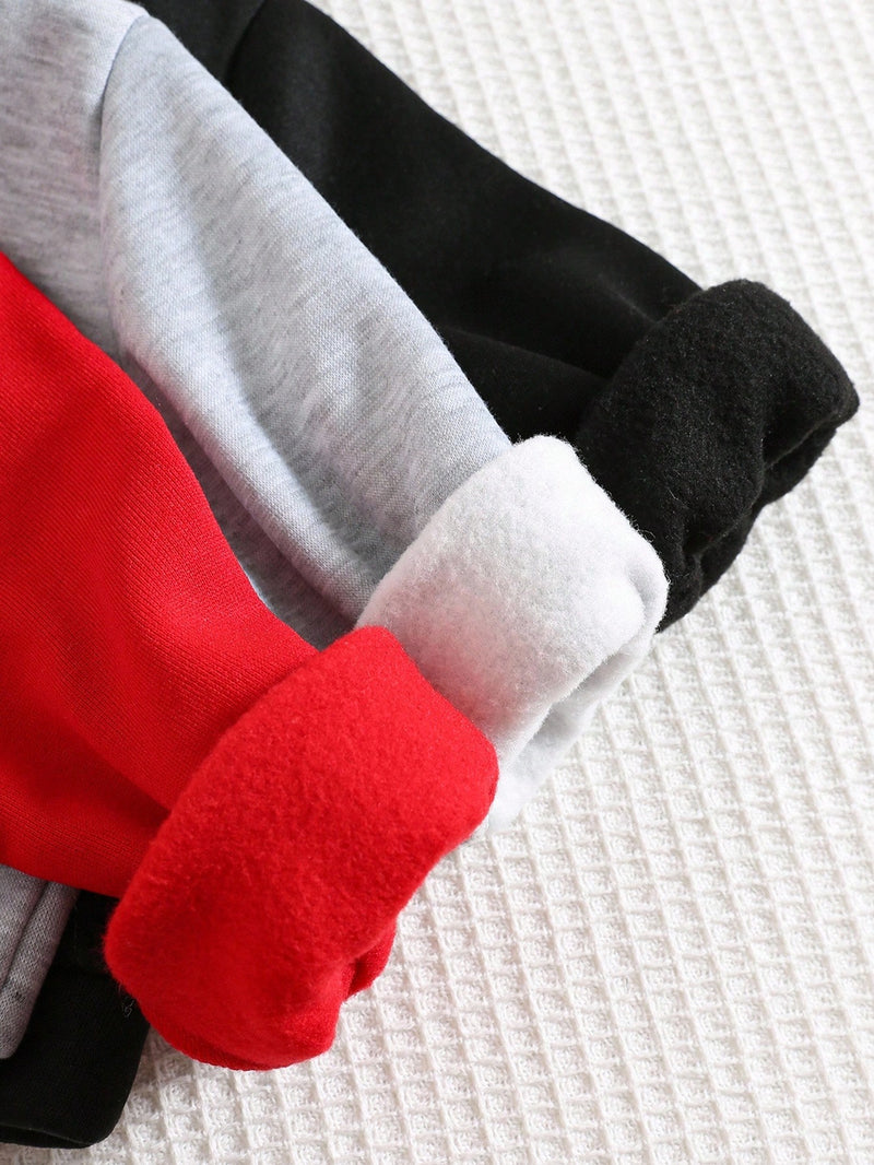 3 peças/Conjunto Moletons de Manga Longa com Estampa de Letra Versátil e Fofa para Menino/Menina Bebê, Multipack Combinável, Outono/Inverno