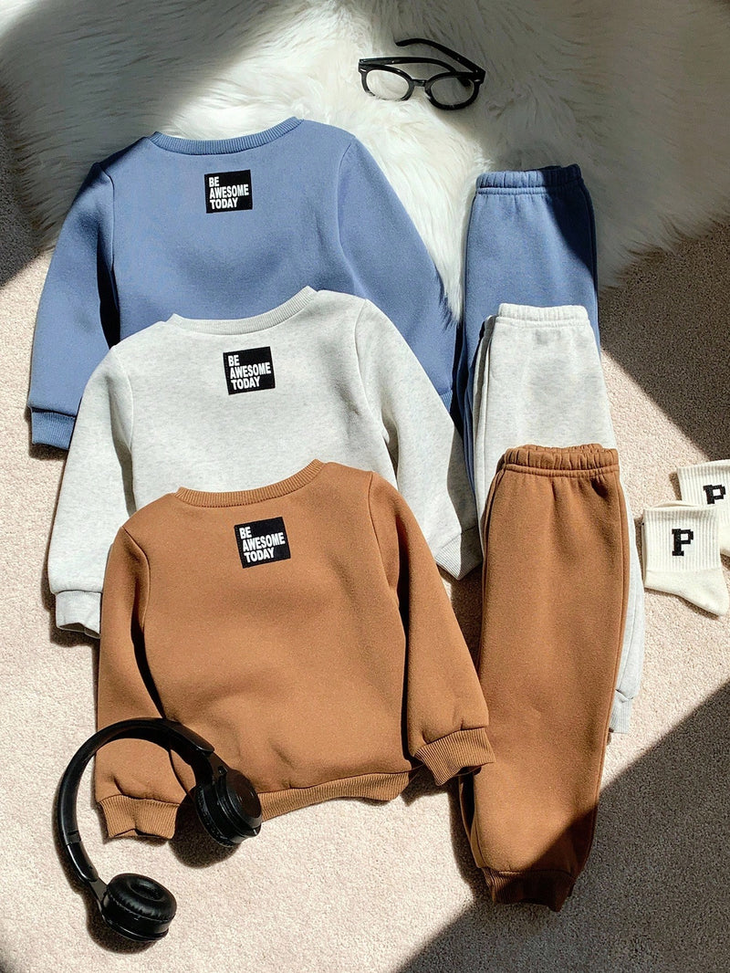 6 Peças Pacote de Conjunto de Roupas Combinadas de Menino/Menina Bebê, Verde Caqui e Cinza Sólido, Moletom de Manga Longa com Capuz Versátil e Calça Longa de Cintura Elástica, Adequado para Outono/Inverno, Outdoor e Esportes