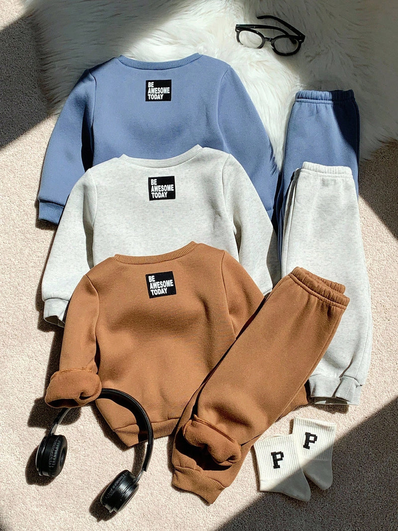 6 Peças Pacote de Conjunto de Roupas Combinadas de Menino/Menina Bebê, Verde Caqui e Cinza Sólido, Moletom de Manga Longa com Capuz Versátil e Calça Longa de Cintura Elástica, Adequado para Outono/Inverno, Outdoor e Esportes