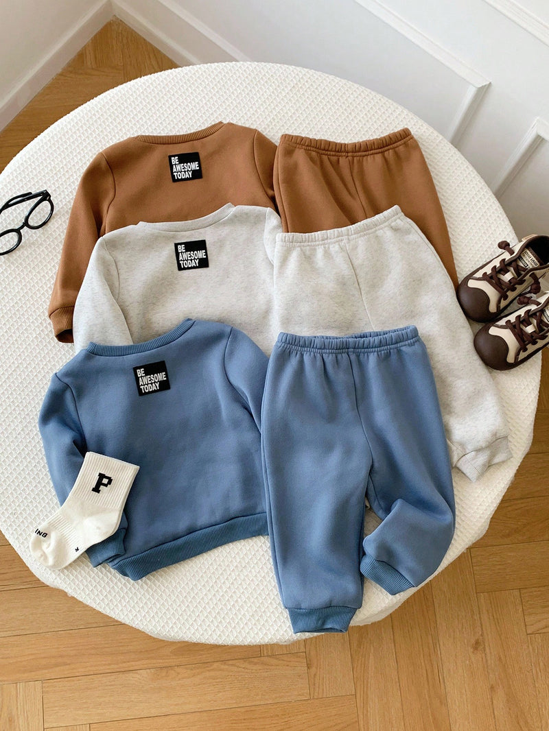 6 Peças Pacote de Conjunto de Roupas Combinadas de Menino/Menina Bebê, Verde Caqui e Cinza Sólido, Moletom de Manga Longa com Capuz Versátil e Calça Longa de Cintura Elástica, Adequado para Outono/Inverno, Outdoor e Esportes