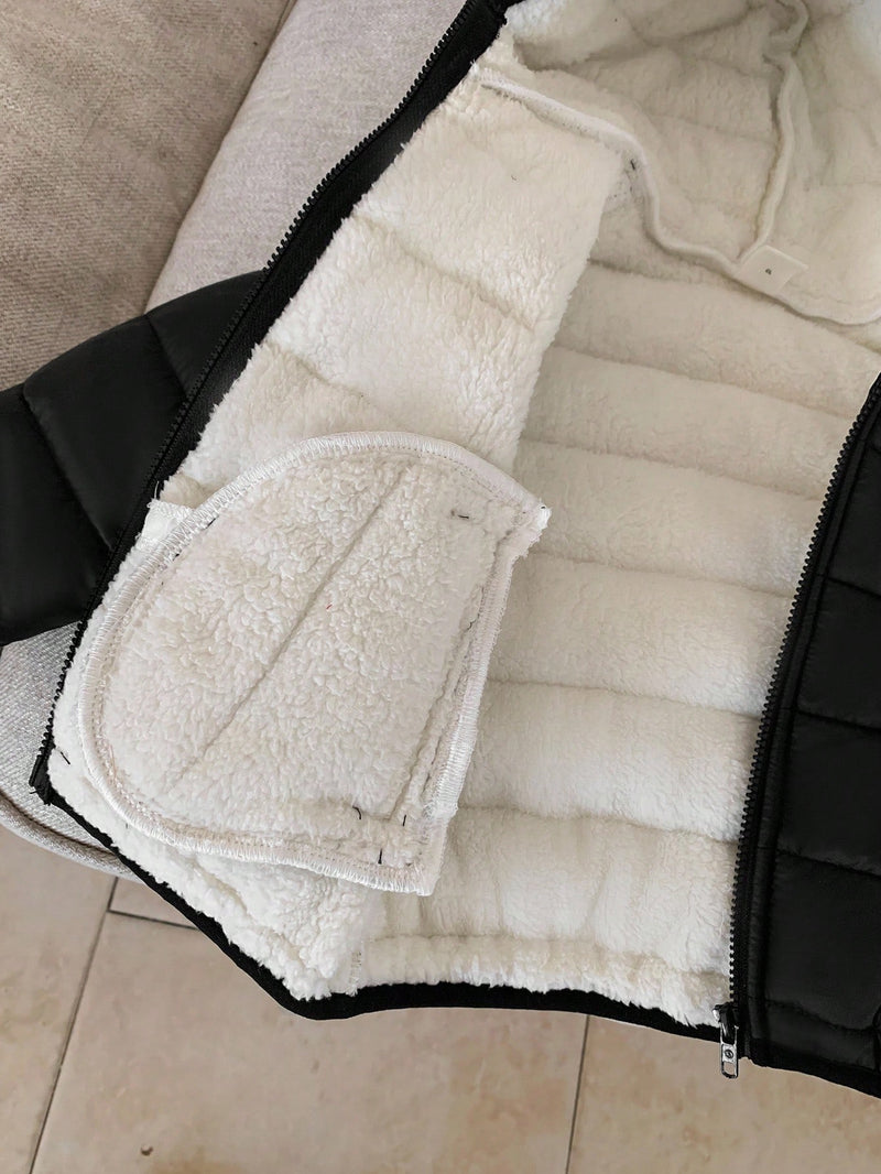 Jaqueta com Capuz e Zíper Acolchoada Quente e Grossa para Bebê Menino, Adequada para Brincar na Neve, Essencial Casual de Inverno