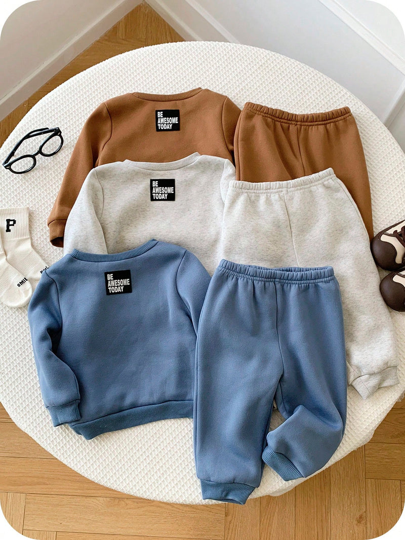 6 Peças Pacote de Conjunto de Roupas Combinadas de Menino/Menina Bebê, Verde Caqui e Cinza Sólido, Moletom de Manga Longa com Capuz Versátil e Calça Longa de Cintura Elástica, Adequado para Outono/Inverno, Outdoor e Esportes